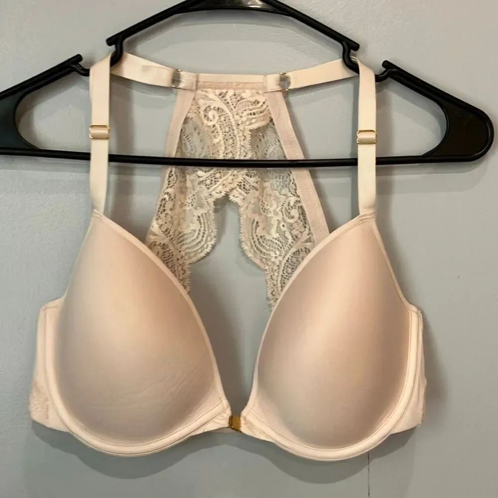 Thirdlove Lace Racerback 32E/34D Blush Nude Open Front Closure #768